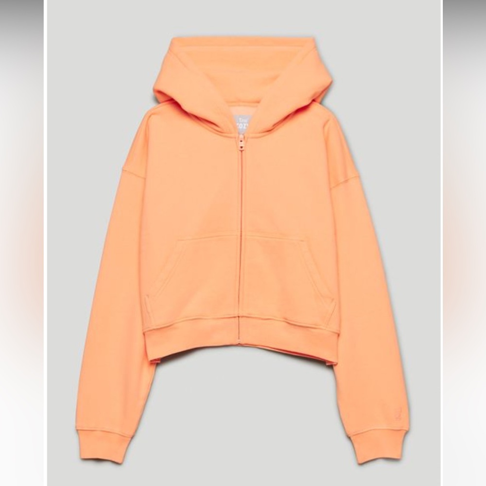 TNA COZY FLEECE BOYFRIEND BOXY ZIP-UP HOODIE - APRICOT CHIFFON